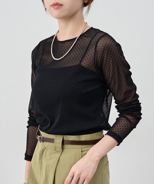 SHENERY（シーナリー）の「シアードットカットソー（Tシャツ/カットソー・レディース・オフホワイト/ブラック/ベージュ・FREE）」の8枚目の写真