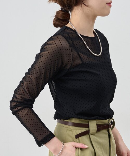 SHENERY（シーナリー）の「シアードットカットソー（Tシャツ/カットソー・レディース・オフホワイト/ブラック/ベージュ・FREE）」の11枚目の写真