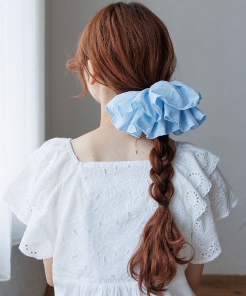 flower(フラワー)の「フレンチシュシュ(シュシュ・レディース・ブルー/ホワイト・FREE)」の3枚目の写真