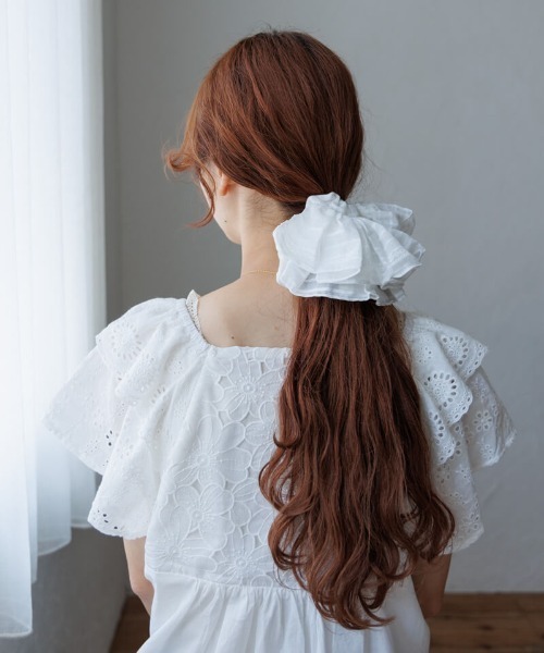 flower(フラワー)の「フレンチシュシュ(シュシュ・レディース・ブルー/ホワイト・FREE)」の5枚目の写真