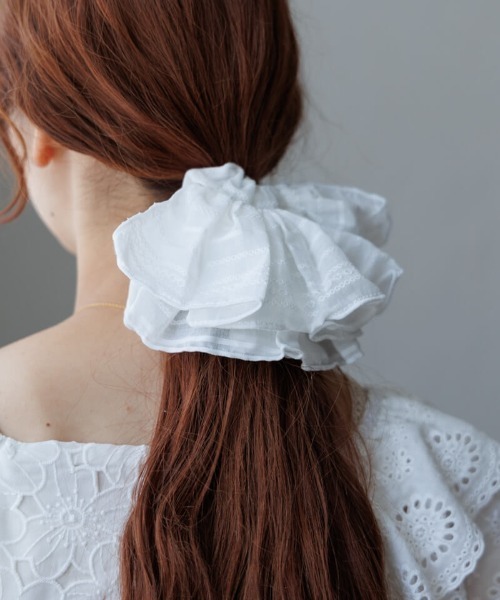 flower(フラワー)の「フレンチシュシュ(シュシュ・レディース・ブルー/ホワイト・FREE)」の6枚目の写真