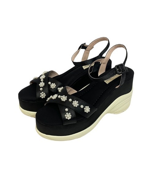 HONEY MI HONEY（ハニーミーハニー）の「pearl wedge sandal（サンダル・レディース・ピンク/ブラック・L/M/S）」の8枚目の写真
