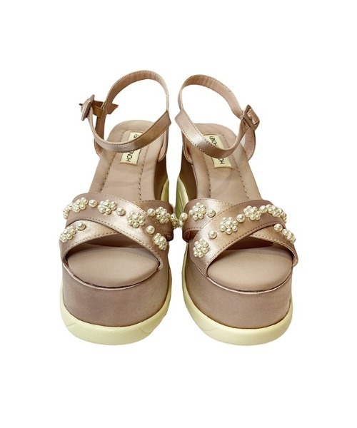 HONEY MI HONEY（ハニーミーハニー）の「pearl wedge sandal（サンダル・レディース・ピンク/ブラック・L/M/S）」の7枚目の写真