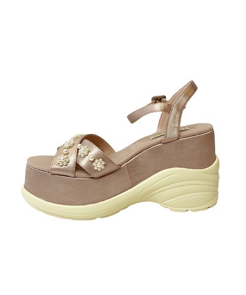 HONEY MI HONEY（ハニーミーハニー）の「pearl wedge sandal（サンダル・レディース・ピンク/ブラック・L/M/S）」の6枚目の写真