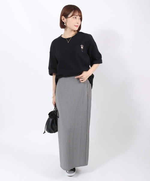 Salong hameu(サロン ハミュー)の「シャーリングウェーブ柄 ナロースカート レディース/ロングスカート(スカート・レディース・チャコールグレー/ブラック・M/L)」の17枚目の写真