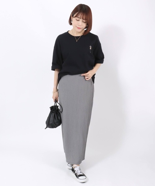 Salong hameu(サロン ハミュー)の「シャーリングウェーブ柄 ナロースカート レディース/ロングスカート(スカート・レディース・チャコールグレー/ブラック・M/L)」の19枚目の写真