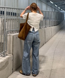 バックスリットクロップドTシャツ(chiica select) / シンプルトップス 白T 黒T 半袖 ショート丈 短丈 クロップド丈 クルーネック 無地 ホワイト ブラック 白 黒