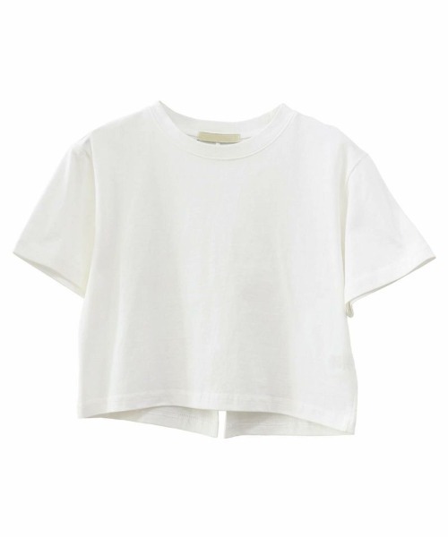 ISOOK(アイスー)の「バックスリットクロップドTシャツ(chiica select) / シンプルトップス 白T 黒T 半袖 ショート丈 短丈 クロップド丈 クルーネック 無地 ホワイト ブラック 白 黒(Tシャツ/カットソー・レディース・ホワイト/ブラック・FREE)」の11枚目の写真
