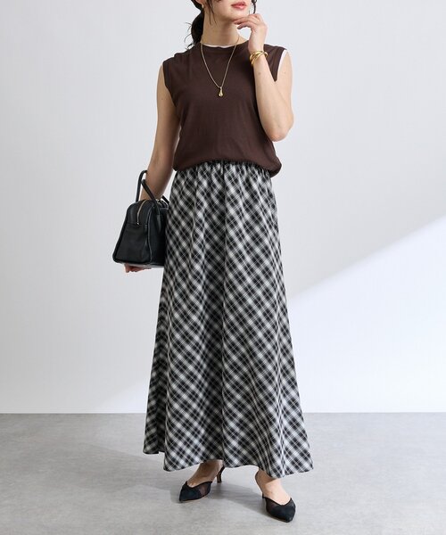 RIVE DROITE(リヴドロワ)の「【鮮度抜群】チェックバイヤススカート(スカート・レディース・ブラック/ブルー・38/36)」の3枚目の写真