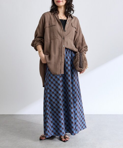 RIVE DROITE(リヴドロワ)の「【鮮度抜群】チェックバイヤススカート(スカート・レディース・ブラック/ブルー・38/36)」の14枚目の写真