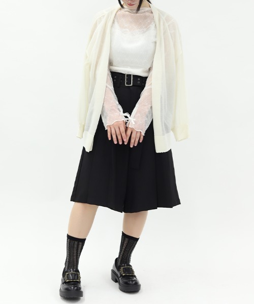 axes femme（アクシーズファム）の「ワイドハーフパンツ（デニムパンツ・レディース・ケミカルウォッシュ/グレー/ブラック・FREE）」の10枚目の写真