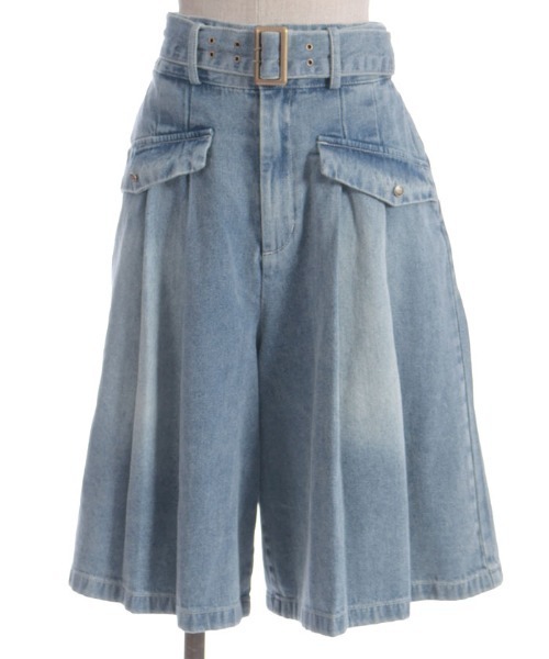 axes femme（アクシーズファム）の「ワイドハーフパンツ（デニムパンツ・レディース・ケミカルウォッシュ/グレー/ブラック・FREE）」の16枚目の写真