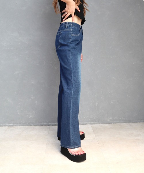 CECIL McBEE(セシルマクビー)の「10ozデニムフレアパンツ(デニムパンツ・レディース・ライトブルー/ブラック/ネイビー・LARGE/MEDIUM)」の8枚目の写真