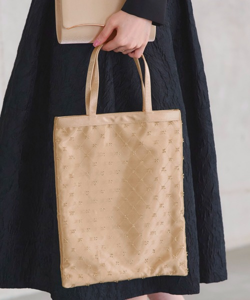 サテン チュール ビーズ サブバッグ ｜ レディース 結婚式 パーティー