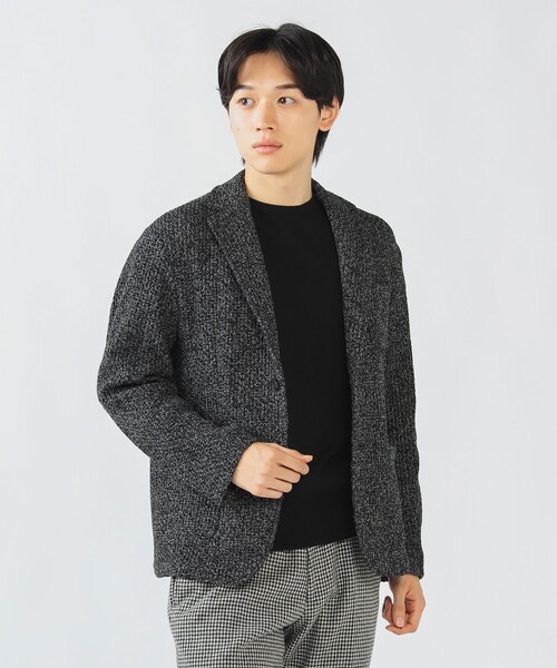 BEAMS HEART（ビームスハート）の「ウールブレンドニット 2ボタン ジャケット 25FW【ストレッチ】（テーラードジャケット・メンズ・ブラック/ネイビー・SMALL/MEDIUM/LARGE/X-LARGE）」の5枚目の写真