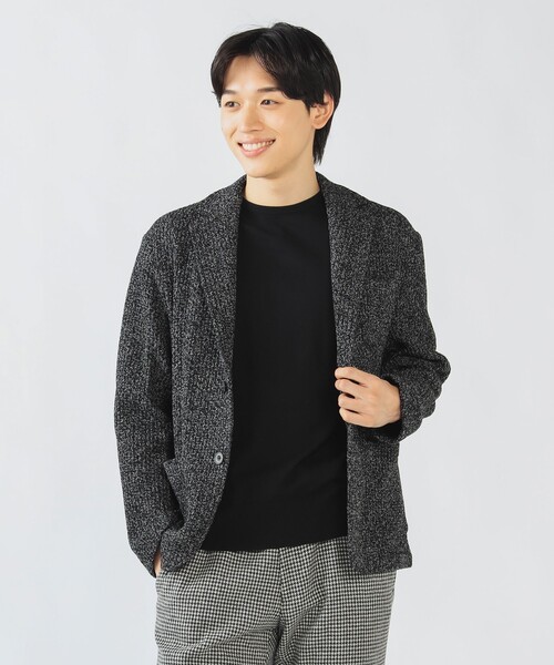 BEAMS HEART（ビームスハート）の「ウールブレンドニット 2ボタン ジャケット 25FW【ストレッチ】（テーラードジャケット・メンズ・ブラック/ネイビー・SMALL/MEDIUM/LARGE/X-LARGE）」の6枚目の写真