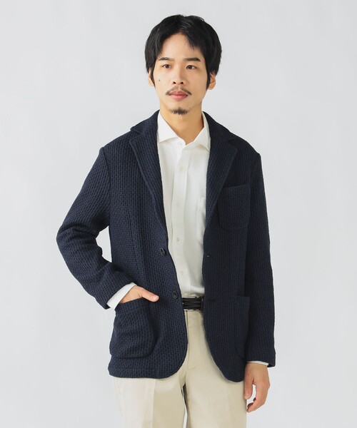 BEAMS HEART（ビームスハート）の「ウールブレンドニット 2ボタン ジャケット 25FW【ストレッチ】（テーラードジャケット・メンズ・ブラック/ネイビー・SMALL/MEDIUM/LARGE/X-LARGE）」の9枚目の写真