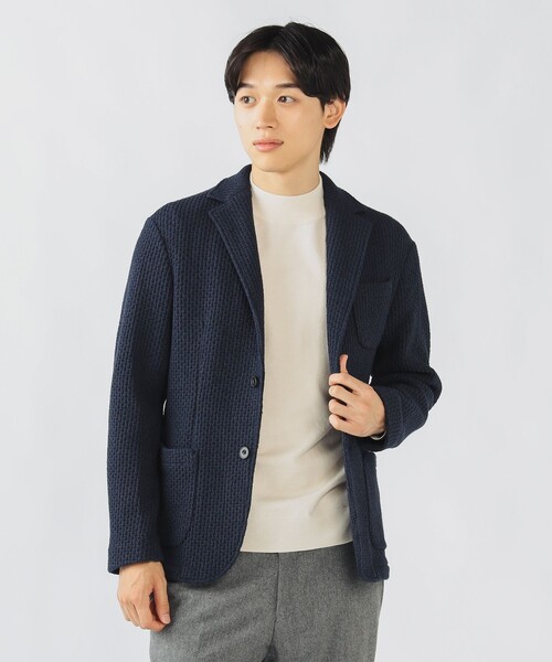 BEAMS HEART（ビームスハート）の「ウールブレンドニット 2ボタン ジャケット 25FW【ストレッチ】（テーラードジャケット・メンズ・ブラック/ネイビー・SMALL/MEDIUM/LARGE/X-LARGE）」の11枚目の写真