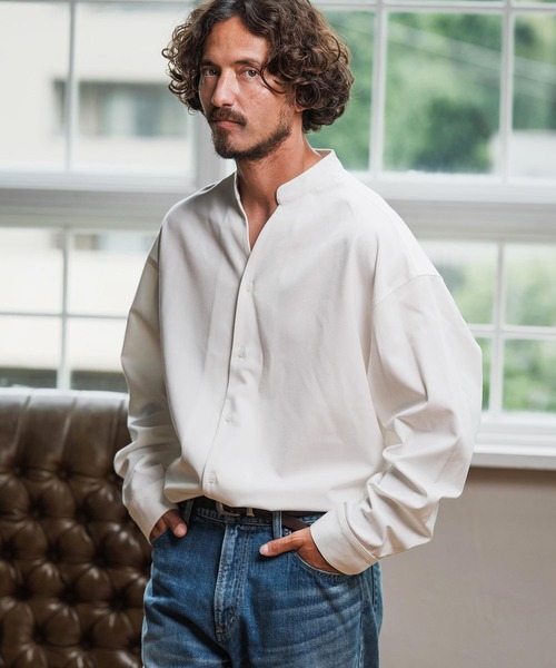 Magine(マージン)の「ms6179-TR Skipper Shirt スキッパーシャツ(シャツ/ブラウス・メンズ・ホワイト/ネイビー/ブラック・46/44/48)」の1枚目の写真