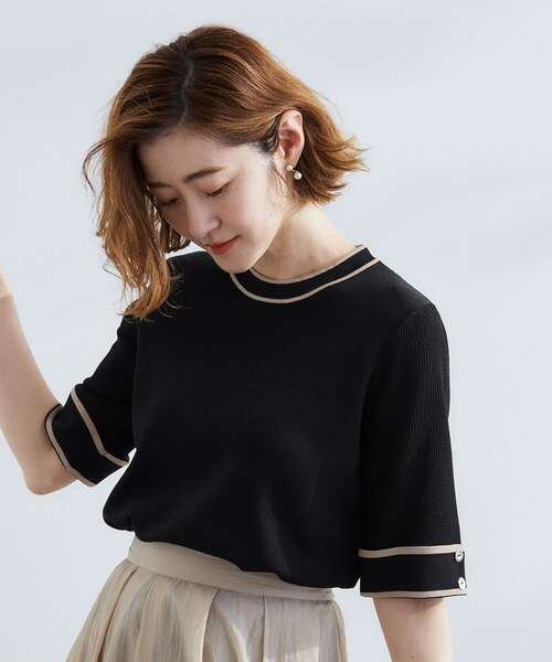 grove（グローブ）の「【夏に嬉しい機能付き】やわらかドライタッチワイドスリーブプルオーバー（ニット/セーター・レディース・チャコール/ダークグリーン系4/アイボリー系4/ブラック系4・02/03/04/01/05）」の2枚目の写真