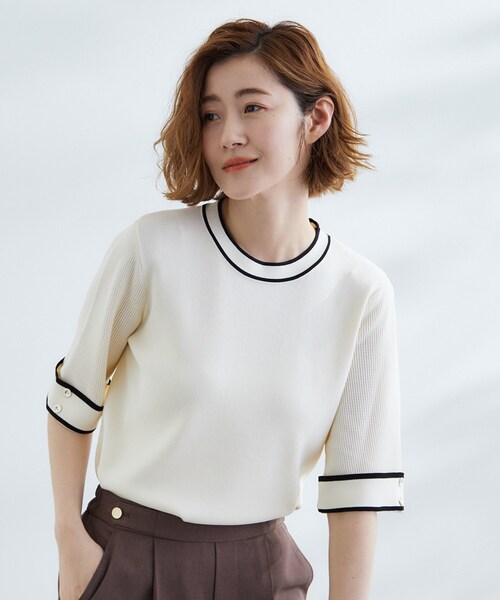 grove（グローブ）の「【夏に嬉しい機能付き】やわらかドライタッチワイドスリーブプルオーバー（ニット/セーター・レディース・チャコール/ダークグリーン系4/アイボリー系4/ブラック系4・02/03/04/01/05）」の3枚目の写真