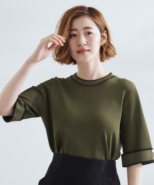 grove（グローブ）の「【夏に嬉しい機能付き】やわらかドライタッチワイドスリーブプルオーバー（ニット/セーター・レディース・チャコール/ダークグリーン系4/アイボリー系4/ブラック系4・02/03/04/01/05）」の4枚目の写真