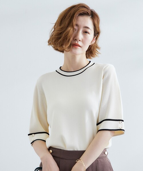 grove（グローブ）の「【夏に嬉しい機能付き】やわらかドライタッチワイドスリーブプルオーバー（ニット/セーター・レディース・チャコール/ダークグリーン系4/アイボリー系4/ブラック系4・02/03/04/01/05）」の9枚目の写真