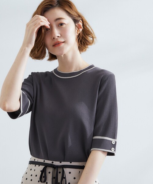 grove（グローブ）の「【夏に嬉しい機能付き】やわらかドライタッチワイドスリーブプルオーバー（ニット/セーター・レディース・チャコール/ダークグリーン系4/アイボリー系4/ブラック系4・02/03/04/01/05）」の13枚目の写真