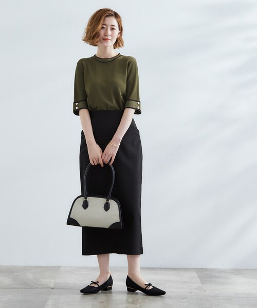 grove（グローブ）の「【夏に嬉しい機能付き】やわらかドライタッチワイドスリーブプルオーバー（ニット/セーター・レディース・チャコール/ダークグリーン系4/アイボリー系4/ブラック系4・02/03/04/01/05）」の22枚目の写真