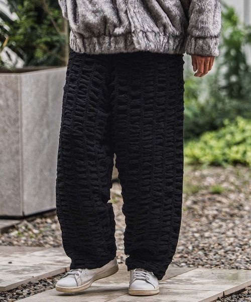 CAMBIO(カンビオ)の「mp13921-Floating Jacquard Mole Knit Wide Straight Pants ニットパンツ(その他パンツ・メンズ・ブラック/カーキ/チャコール/キナリ・S/M/L)」の3枚目の写真