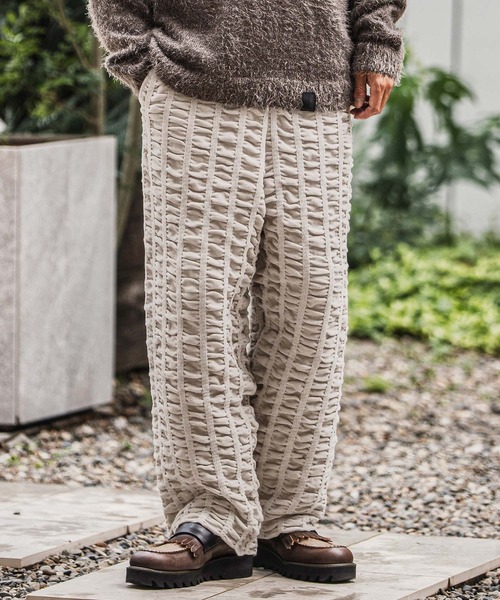 CAMBIO(カンビオ)の「mp13921-Floating Jacquard Mole Knit Wide Straight Pants ニットパンツ(その他パンツ・メンズ・ブラック/カーキ/チャコール/キナリ・S/M/L)」の12枚目の写真