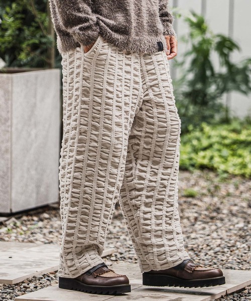 CAMBIO(カンビオ)の「mp13921-Floating Jacquard Mole Knit Wide Straight Pants ニットパンツ(その他パンツ・メンズ・ブラック/カーキ/チャコール/キナリ・S/M/L)」の13枚目の写真