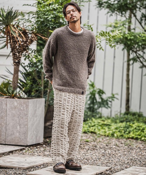 CAMBIO(カンビオ)の「mp13921-Floating Jacquard Mole Knit Wide Straight Pants ニットパンツ(その他パンツ・メンズ・ブラック/カーキ/チャコール/キナリ・S/M/L)」の14枚目の写真