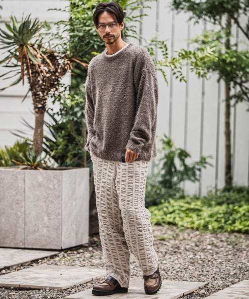 CAMBIO(カンビオ)の「mp13921-Floating Jacquard Mole Knit Wide Straight Pants ニットパンツ(その他パンツ・メンズ・ブラック/カーキ/チャコール/キナリ・S/M/L)」の15枚目の写真