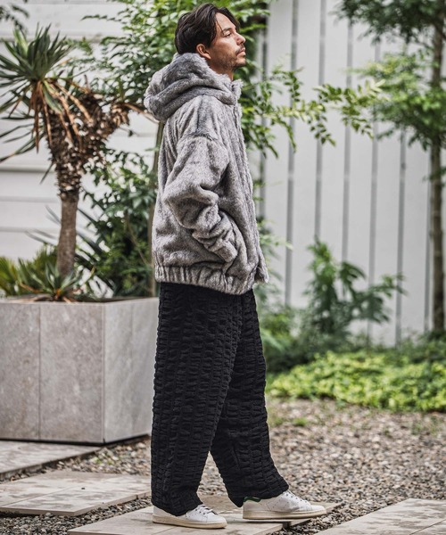 mp13921-Floating Jacquard Mole Knit Wide Straight Pants ニットパンツ