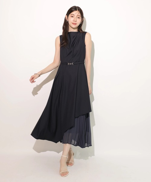 LAUBE BLANC（ローブブラン）ベルテッドブラックドレープワンピース Belted Drape Dress – L'AUBE BLANC