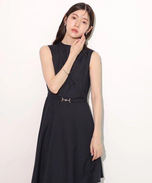 LAUBE BLANC（ローブブラン）ベルテッドブラックドレープワンピース Belted Drape Dress – L'AUBE BLANC