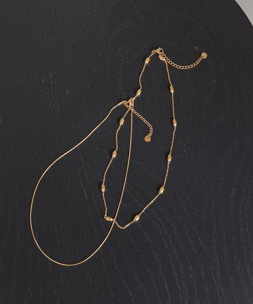 Andemiu（アンデミュウ）の「ステンレスボールスネーク2連ネックレス583906（ネックレス・レディース・ベージュ/ライトグレー・FREE）」の2枚目の写真