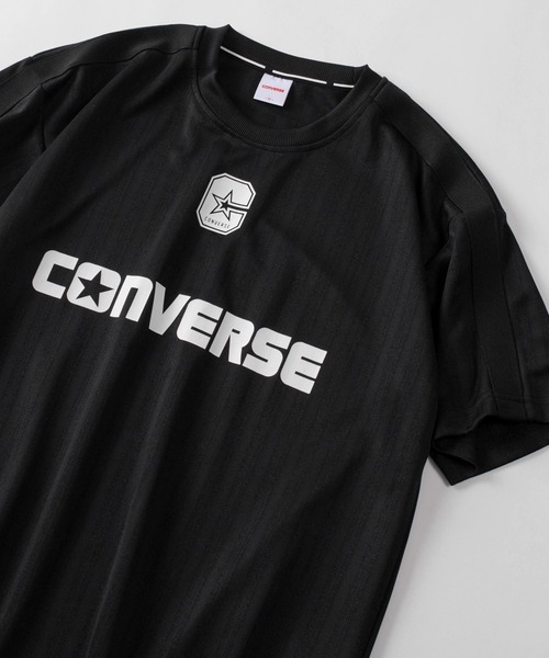 CONVERSE(コンバース)の「【71】【CONVERSE/コンバース】Cマーク & ブランドロゴ ユニフォームデザイン シャドウストライプ Tシャツ 接触冷感 /吸水速乾(Tシャツ/カットソー・メンズ・ブラック/ホワイト・M/L/XL)」の12枚目の写真
