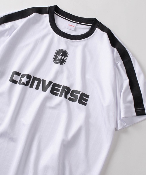 CONVERSE(コンバース)の「【71】【CONVERSE/コンバース】Cマーク & ブランドロゴ ユニフォームデザイン シャドウストライプ Tシャツ 接触冷感 /吸水速乾(Tシャツ/カットソー・メンズ・ブラック/ホワイト・M/L/XL)」の13枚目の写真