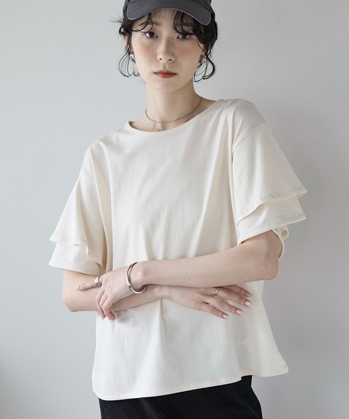 セール】【2025 SS】フリルスリーブカットソー（Tシャツ