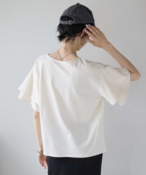 ビアズリー フリルスリーブTeeホワイト セール】【2025 SS】フリルスリーブカットソー（Tシャツ