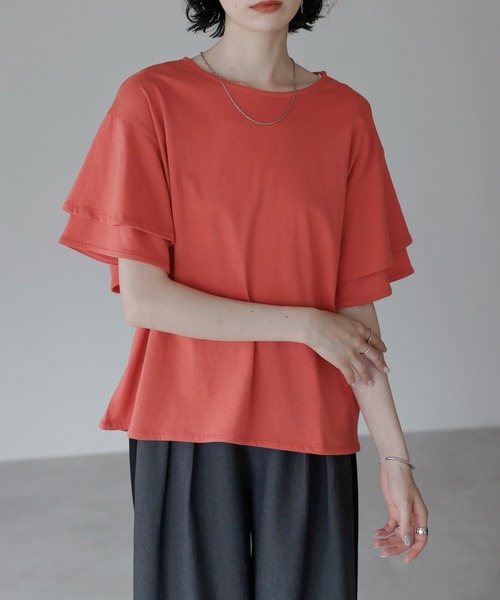 セール】【2025 SS】フリルスリーブカットソー（Tシャツ