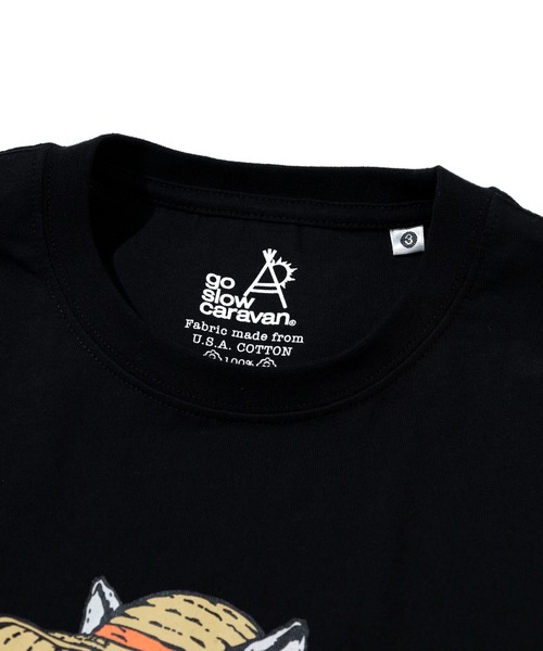 go slow caravan(ゴースローキャラバン)の「USA/Cスイカ猫 ゆったり TEE(Tシャツ/カットソー・メンズ・アイボリー/ブラック・MEDIUM/LARGE/X-LARGE)」の3枚目の写真