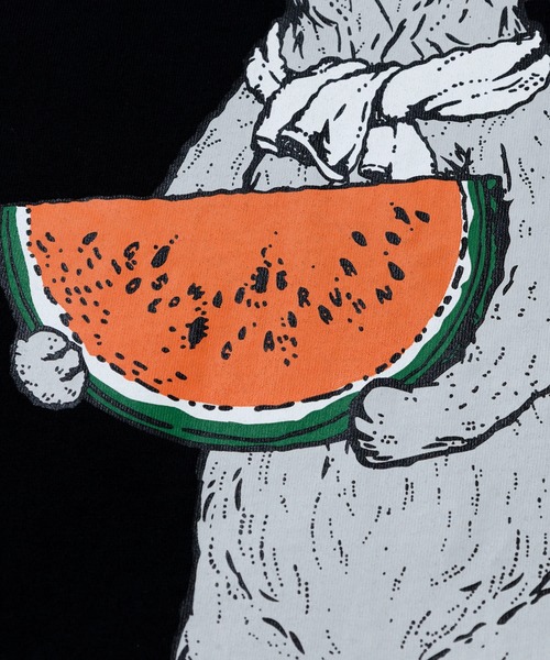 go slow caravan(ゴースローキャラバン)の「USA/Cスイカ猫 ゆったり TEE(Tシャツ/カットソー・メンズ・アイボリー/ブラック・MEDIUM/LARGE/X-LARGE)」の5枚目の写真