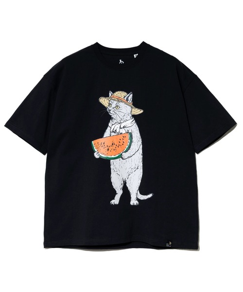 go slow caravan(ゴースローキャラバン)の「USA/Cスイカ猫 ゆったり TEE(Tシャツ/カットソー・メンズ・アイボリー/ブラック・MEDIUM/LARGE/X-LARGE)」の9枚目の写真