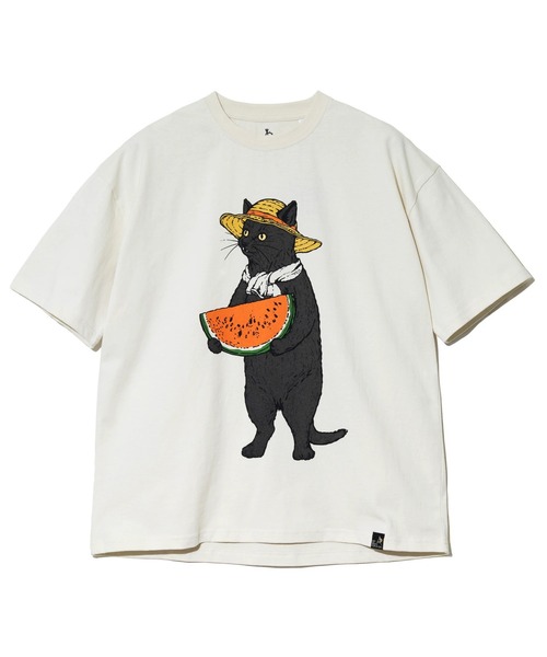 go slow caravan(ゴースローキャラバン)の「USA/Cスイカ猫 ゆったり TEE(Tシャツ/カットソー・メンズ・アイボリー/ブラック・MEDIUM/LARGE/X-LARGE)」の11枚目の写真