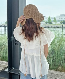 ISOOK | 【ISOOK / アイスー】バックリボンストローハット / つば広ハット 麦わら帽子 ボンネット リボン 日焼け対策 アイボリー ベージュ ZOZOTOWN限定(ハット)