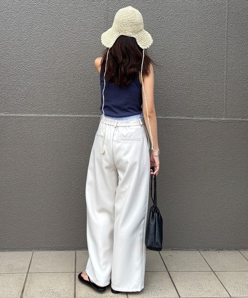 ISOOK(アイスー)の「【ISOOK / アイスー】バックリボンストローハット / つば広ハット 麦わら帽子 ボンネット リボン 日焼け対策 アイボリー ベージュ ZOZOTOWN限定(ハット・レディース・アイボリー/ベージュ・FREE)」の10枚目の写真