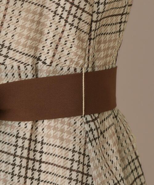 美シルエット・5分袖】シアーチェックオーガンワンピース（ワンピース